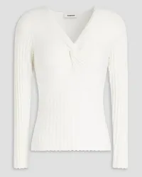 Sandro Twist-front ribbed-knit sweater - White White