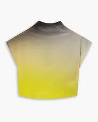 GAUCHERE Cropped draped cutout ombré silk-satin top - Yellow Yellow