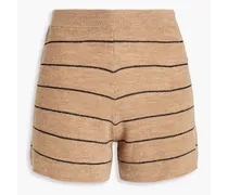 Vince striped ribbed merino wool-blend shorts - Brown