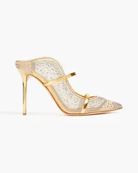 Malone Souliers Maureen crystal-embellished mesh mules - Metallic Metallic