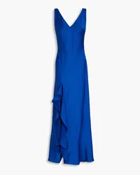 Monique Lhuillier Ashlynn ruffled satin-crepe gown - Blue Blue