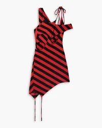 Monse Asymmetric cutout striped jersey mini dress - Red Red