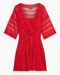 Missoni Wrap-effect crochet-knit silk-blend mini dress - Red Red