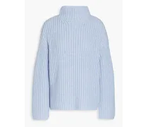 Lofty ribbed-knit turtleneck sweater - Blue
