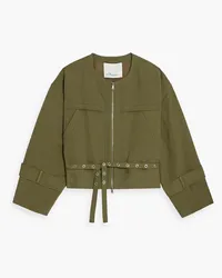 3.1 phillip lim Belted cotton and linen-blend jacket - Green Green