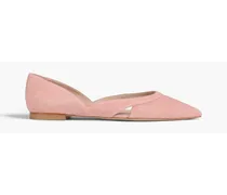 Avenue cutout suede point-toe flats - Pink