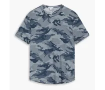 Camouflage-print slub cotton-jersey T-shirt - Blue
