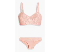 Goldwyn metallic stretch-seersucker bikini - Pink
