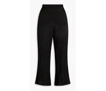 Cropped satin-jacquard kick-flare pants - Black