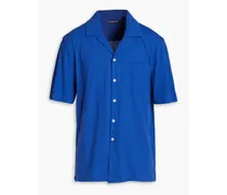 Angelo cotton and linen-blend jersey shirt - Blue