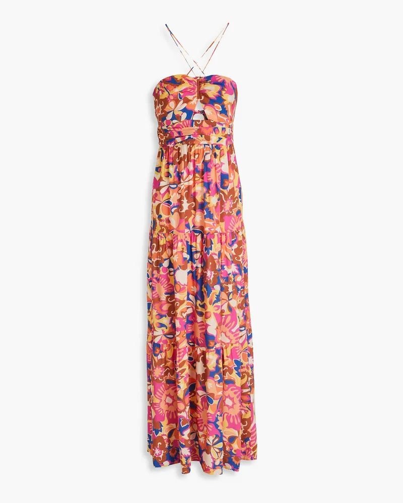 ba&sh Cutout printed voile maxi dress - Pink Pink