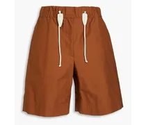 Cotton-poplin shorts - Brown
