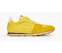 Suede-trimmed shell sneakers - Yellow