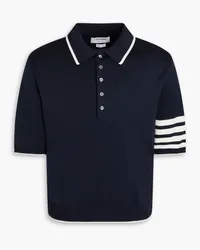 Thom Browne Striped silk and cotton-blend polo shirt - Blue Blue