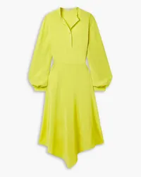 Stella McCartney Asymmetric silk crepe de chine midi dress - Yellow Yellow