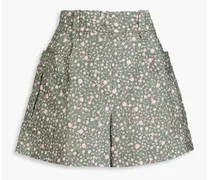 Floral-print woven shorts - Green