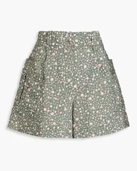 Maje Floral-print woven shorts - Green Green