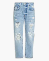 Frame Denim Distressed mid-rise straight-leg jeans - Blue Blue