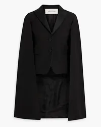 Valentino Garavani Satin-trimmed wool and silk-blend cape - Black Black