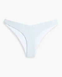 Onia Chiara striped seersucker low-rise bikini briefs - Blue Blue