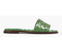 Ines woven leather slides - Green
