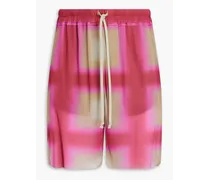 Printed cupro-blend stretch-mesh shorts - Pink