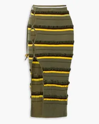 Jacquemus Concha cutout striped seersucker midi skirt - Green Green