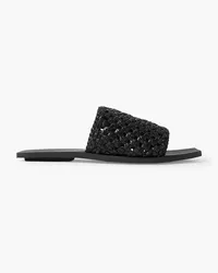 St. Agni Macramé leather slides - Black Black