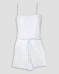 Miguelina Peggy belted crochet-trimmed cotton-poplin playsuit - White White