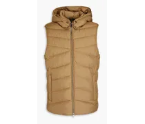 Quilted shell hooded vest - Brown