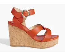 Aleili 100 leather wedge sandals - Orange