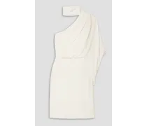 One-shoulder crepe dress - White