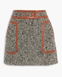 Zimmermann Faux leather-trimmed bouclé-tweed mini skirt - Black Black