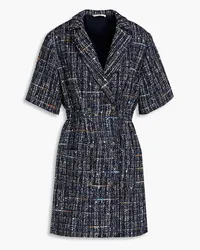 Sandro Double-breasted bouclé-tweed mini dress - Blue Blue