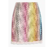 Lace-trimmed crochet-knit mini skirt - Yellow