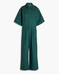 tibi Cotton and linen-blend sateen jumpsuit - Green Green