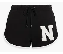 Appliquéd French cotton-terry shorts - Black