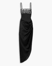 Jacquemus La Saudade Longue Brodée asymmetric draped embroidered woven maxi dress - Black Black