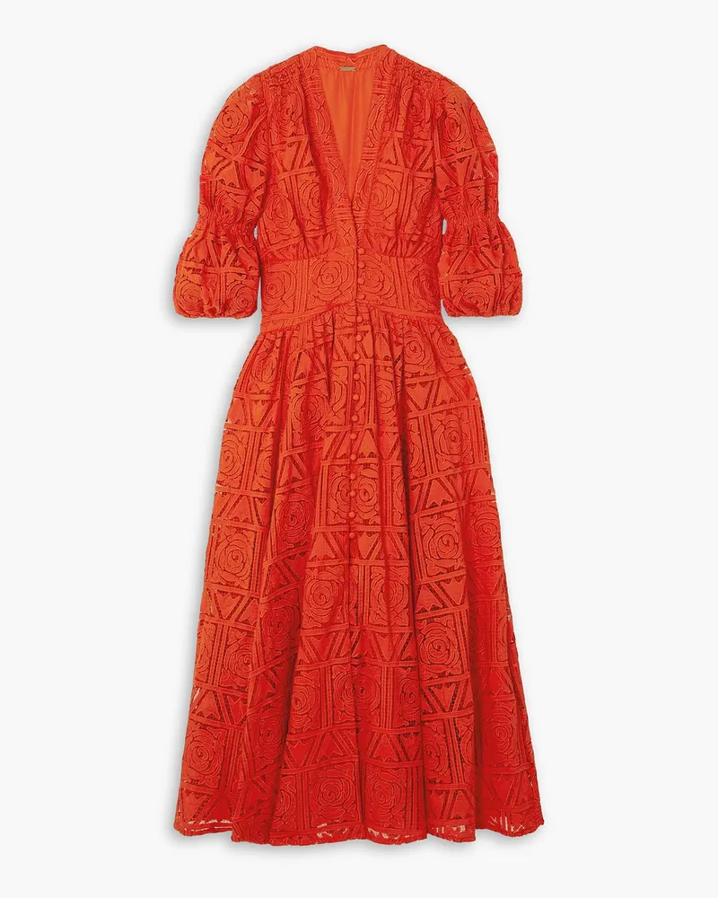 Cult Gaia Willow guipure lace midi dress - Orange Orange