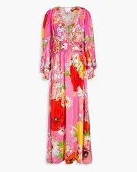 Camilla Crystal-embellished shirred floral-print silk crepe de chine maxi dress - Pink Pink