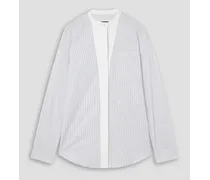 Tuesday embroidered pinstriped cotton-poplin shirt - White