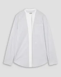 Jil Sander Tuesday embroidered pinstriped cotton-poplin shirt - White White