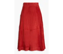 Thea suede midi skirt - Red