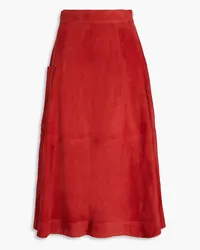 Loulou Studio Thea suede midi skirt - Red Red