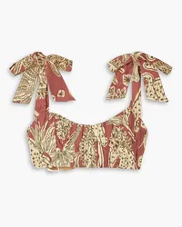 Johanna Ortiz Sunset Riders printed linen bra top - Pink Pink