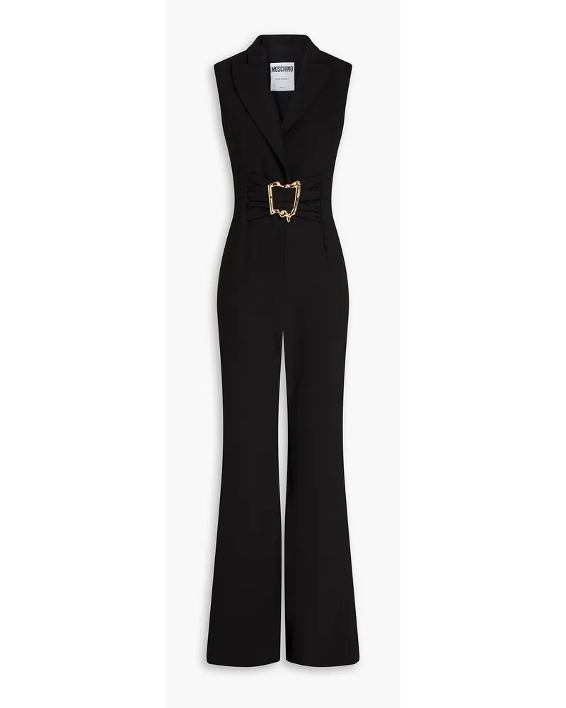 Moschino Embellished ruched stretch-crepe jumpsuit - Black Black
