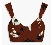 Nandi floral-print crepe de chine bra top - Brown