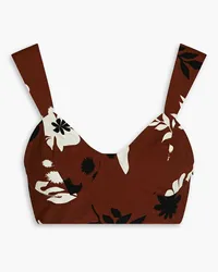 RACIL Nandi floral-print crepe de chine bra top - Brown Brown