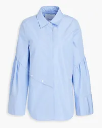 3.1 phillip lim Button-detailed cotton-blend poplin shirt - Blue Blue