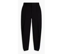 Cropped stretch-crepe tapered pants - Black
